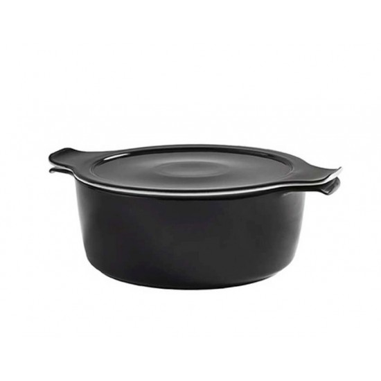 Тенджера с капак, 24см, 4л, порцелан, COOK and SERVE (черен)
