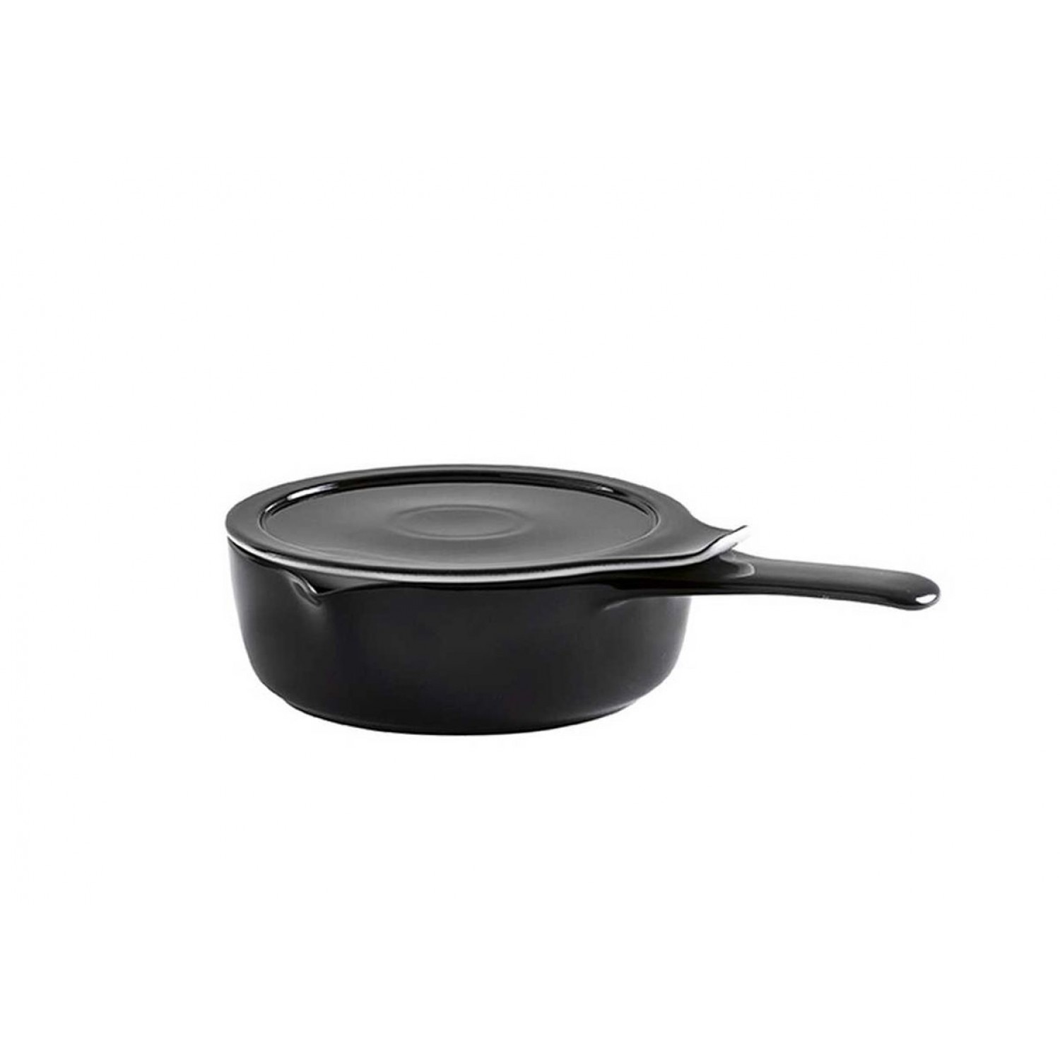 Дълбок тиган с капак, 16см, 0.75л, порцелан, COOK and SERVE (черен)