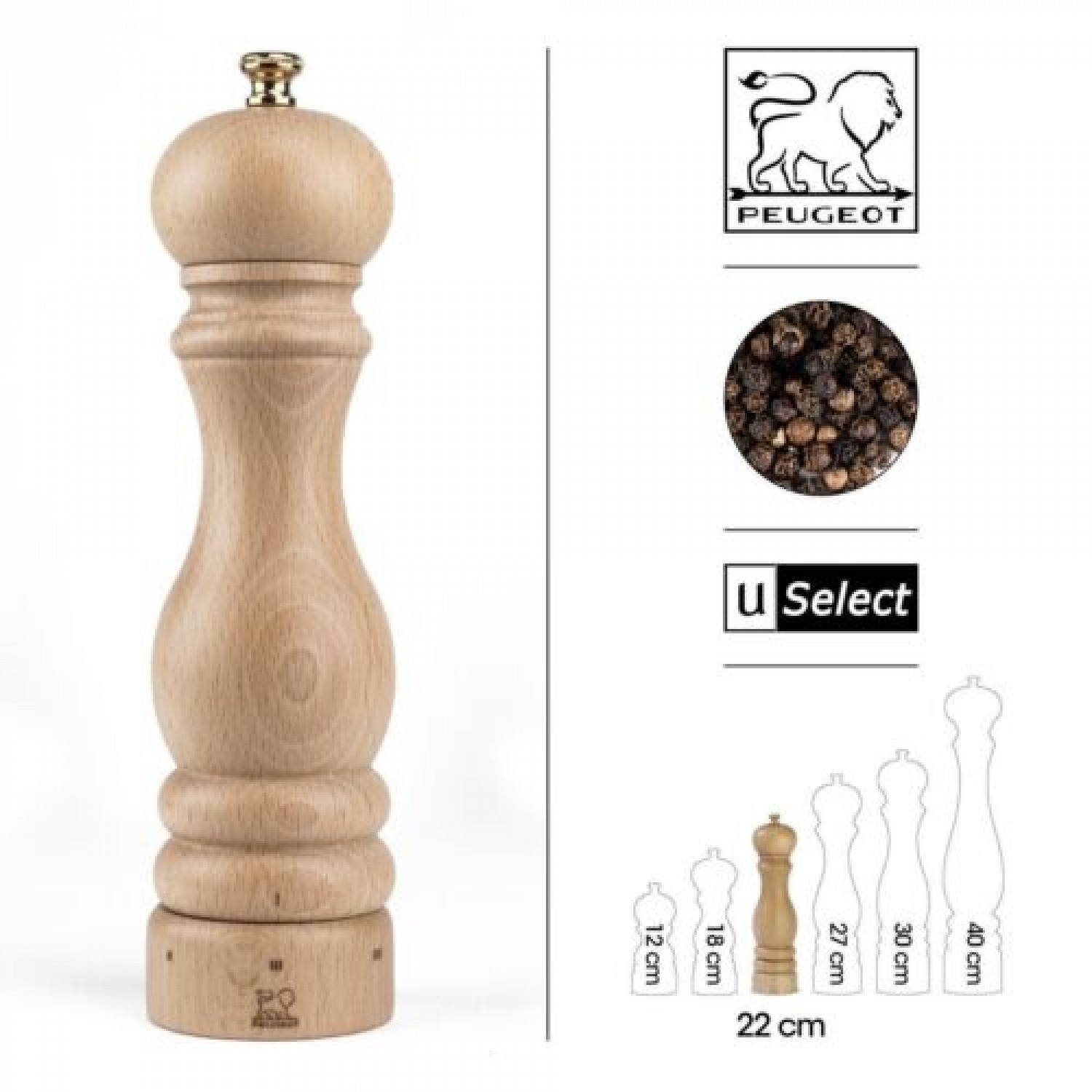 Мелничка за пипер Paris U-Select 22см (бук)